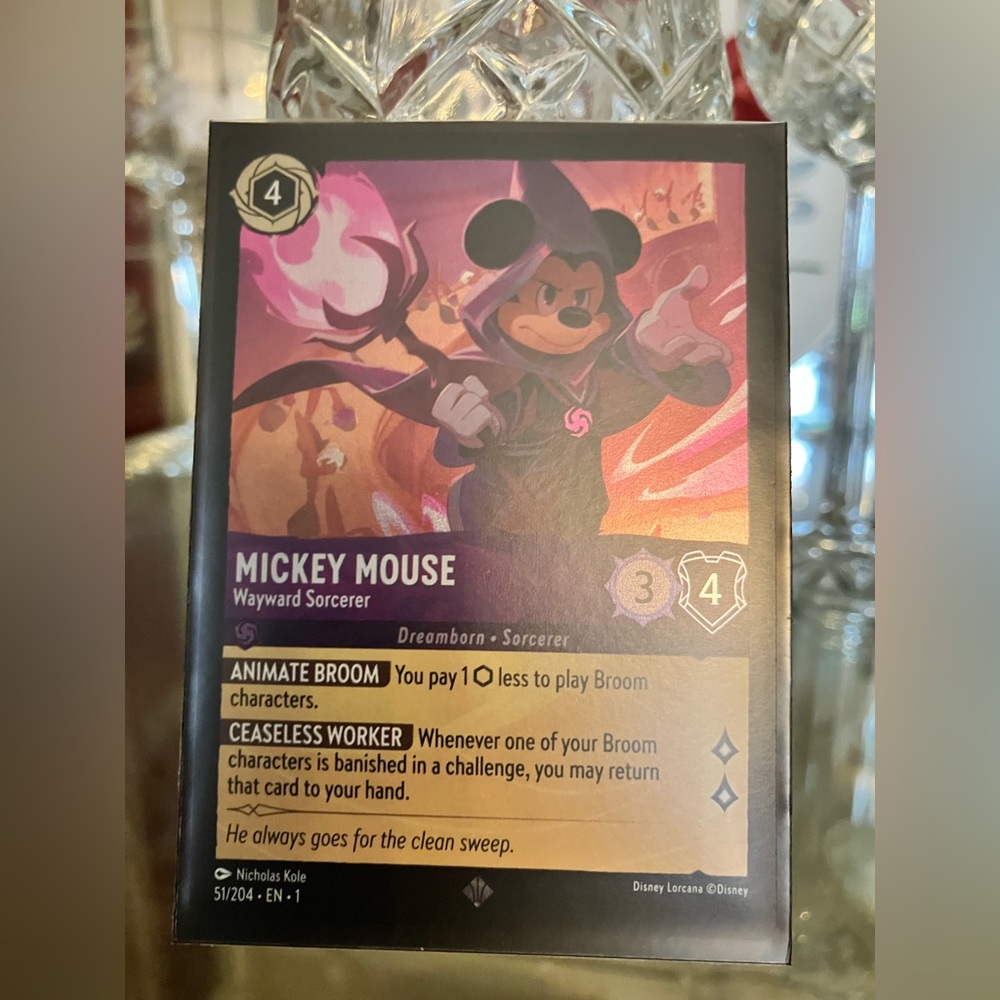 Mickey Mouse Wayward Sorcerer Disney Lorcana Card #51/204 cold foil Super Rare